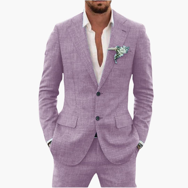 Linen-Look Blazer and Pants Set