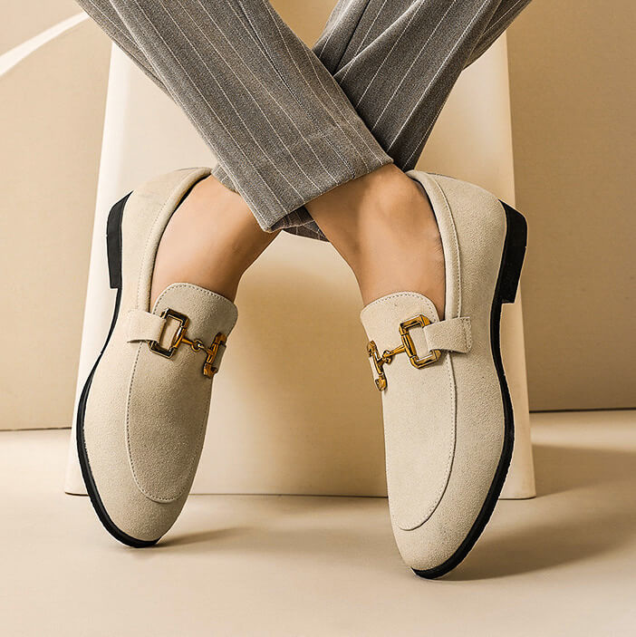Suede-Look Loafers with Metal Detail