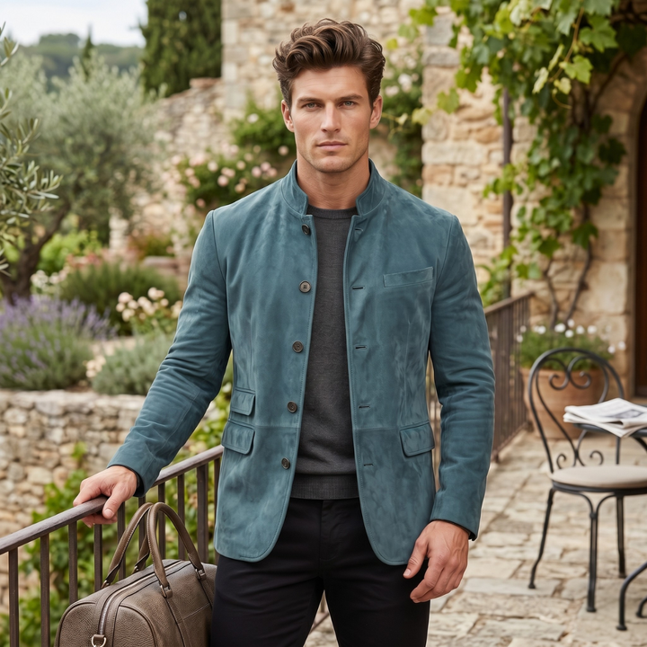 Suede-Look Single Breasted Blazer