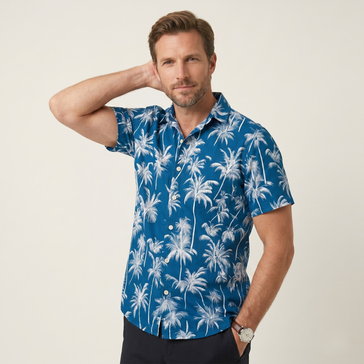 Palm Tree Print Short Sleeve Shirt