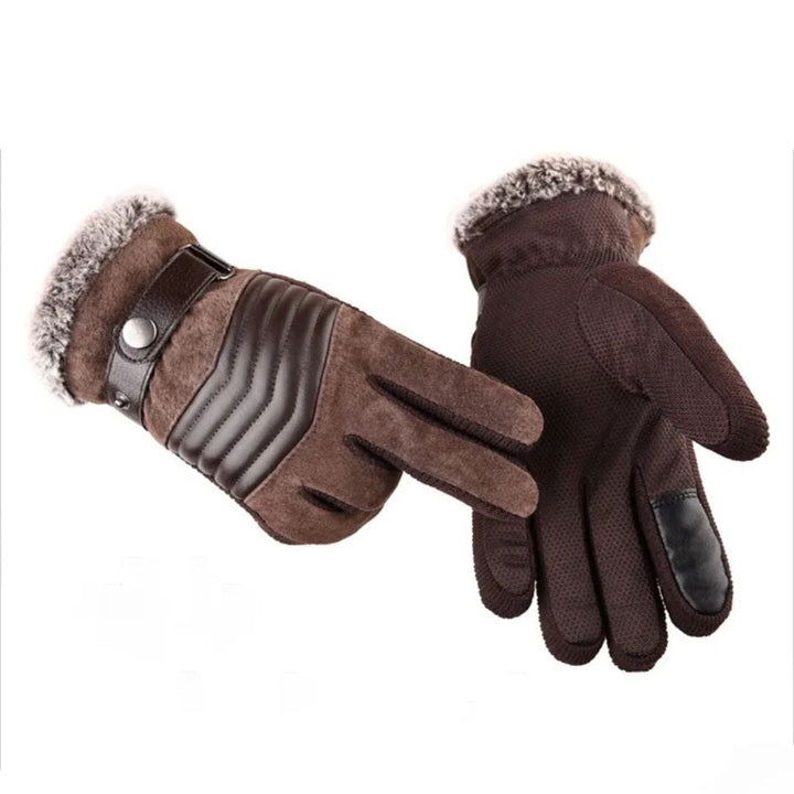 Touchscreen Winter Gloves with Leather-Look Strap
