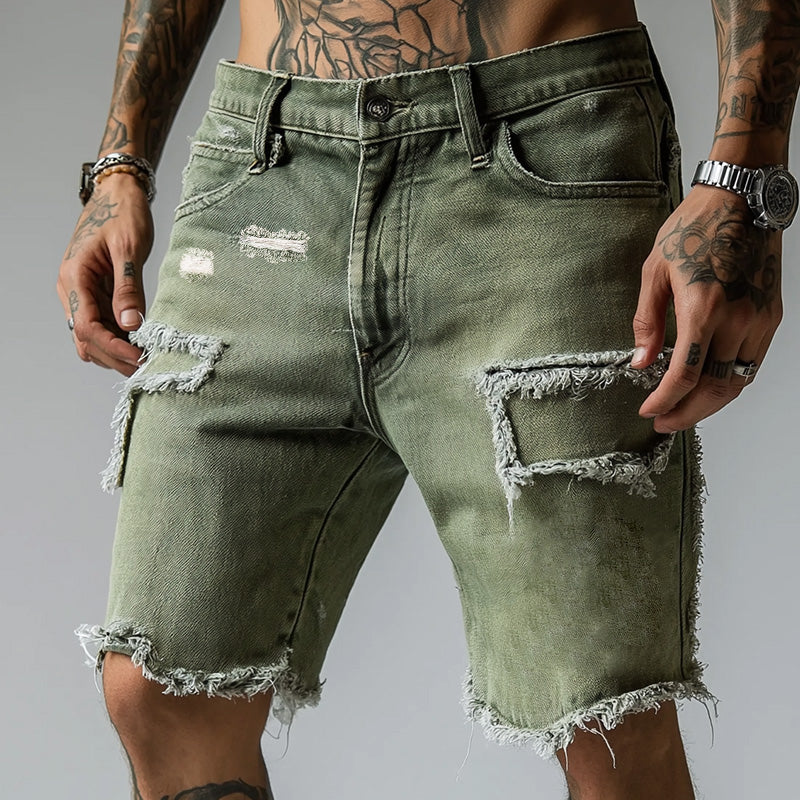 Frayed Hem Denim Shorts