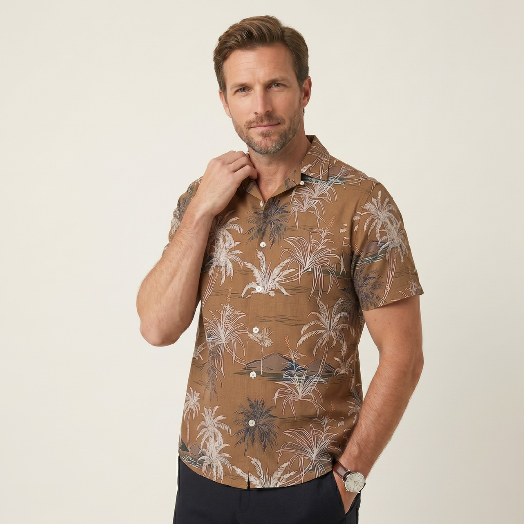 Palm Tree Print Short Sleeve Shirt