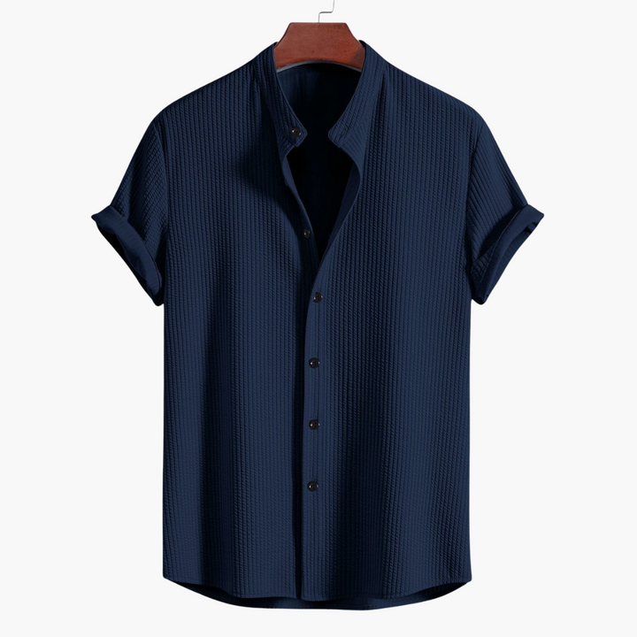 Textured Stand Collar Shirt