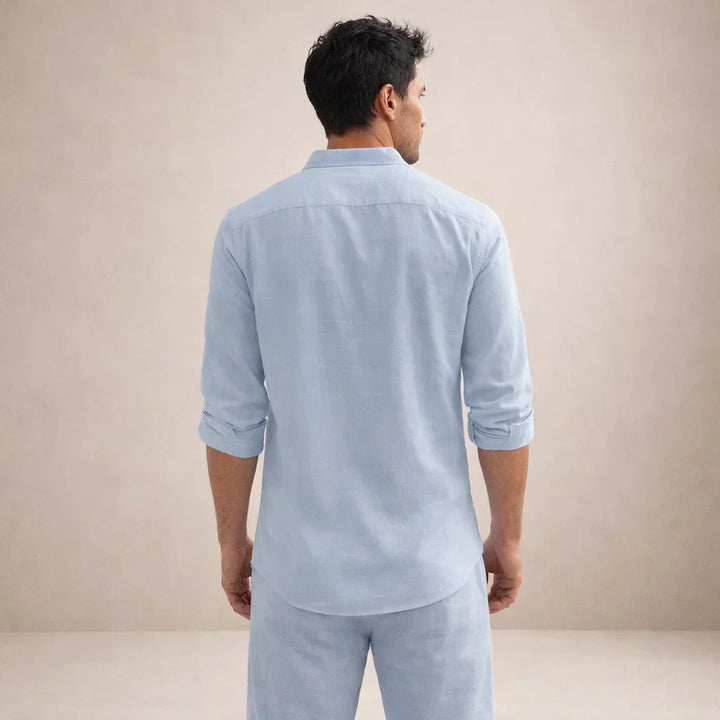 Linen-Look Button-Front Shirt and Trousers Set