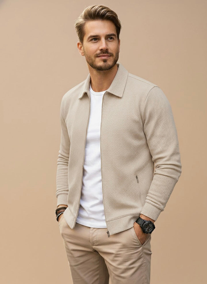 Men’s Stand Collar Zip Cardigan
