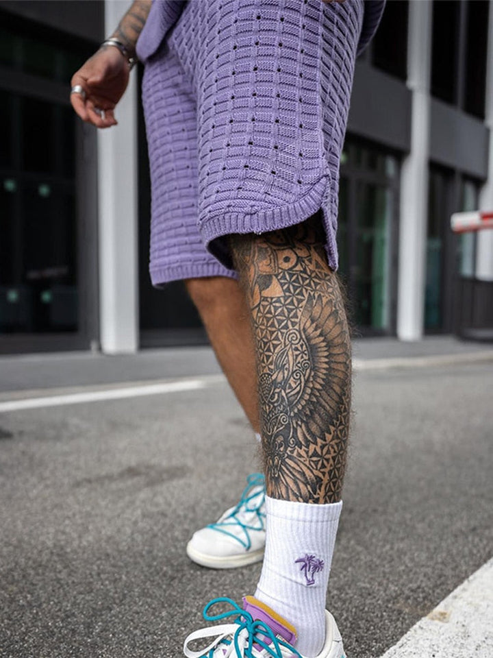 Open-Weave Sleeveless Top and Shorts Set