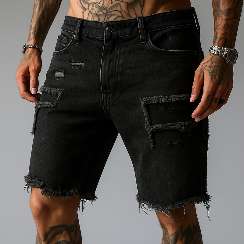 Frayed Hem Denim Shorts