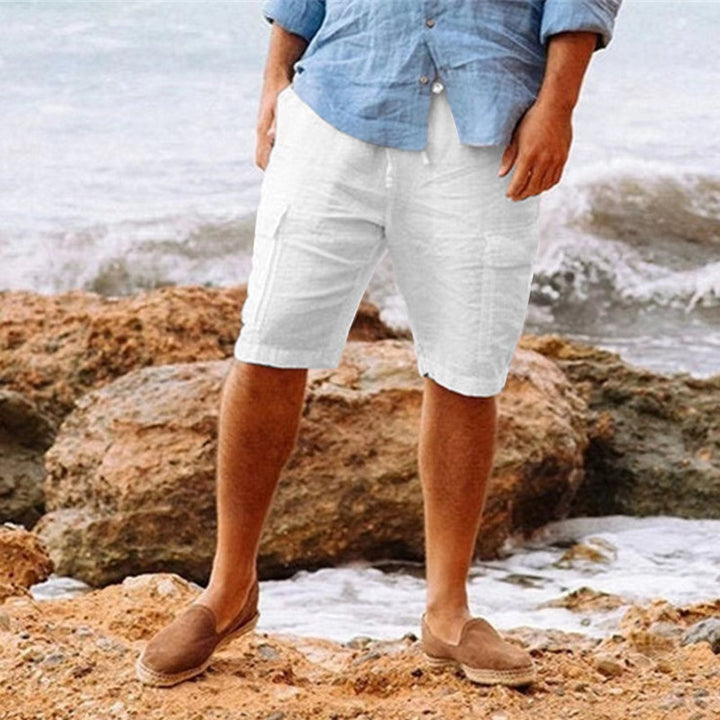 Linen-Look Drawstring Summer Shorts