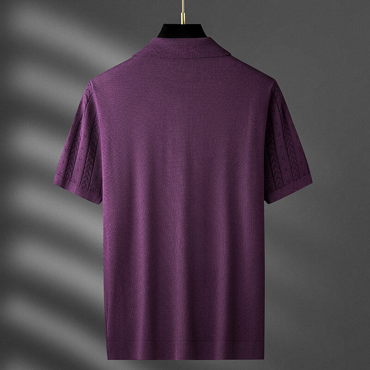 Textured Knit Viscose Polo