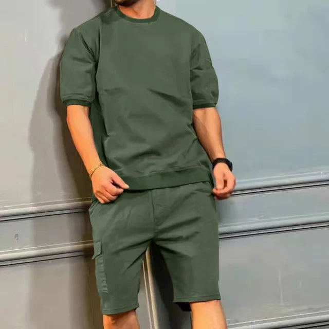 Short Sleeve Sweatshirt and Cargo Shorts Set