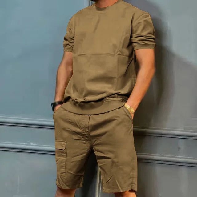 Short Sleeve Sweatshirt and Cargo Shorts Set