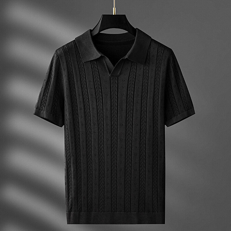Textured Knit Viscose Polo