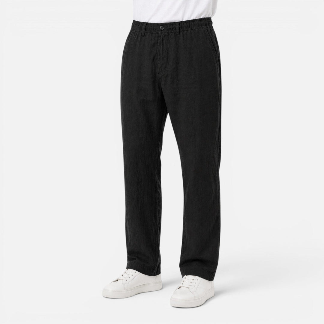Linen-Look Blazer and Elastic Waist Trousers Set
