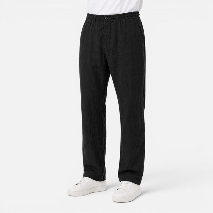 Linen-Look Blazer and Elastic Waist Trousers Set