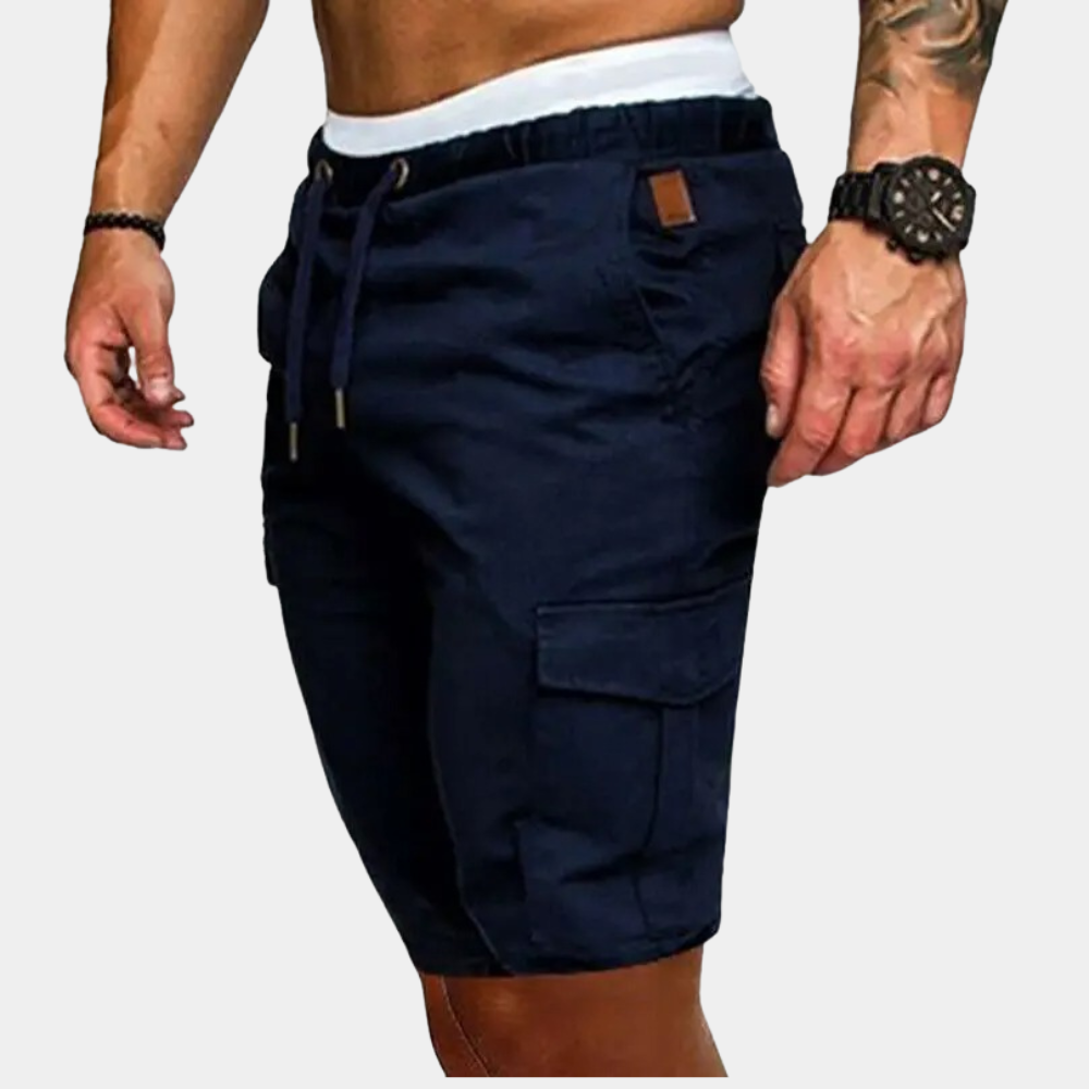 Linen-Look Cargo Drawstring Shorts