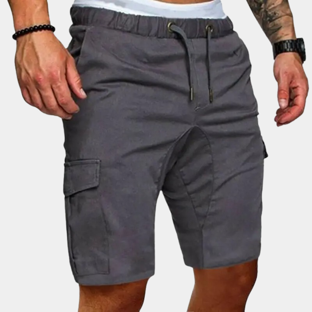 Linen-Look Cargo Drawstring Shorts