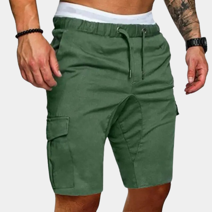 Linen-Look Cargo Drawstring Shorts