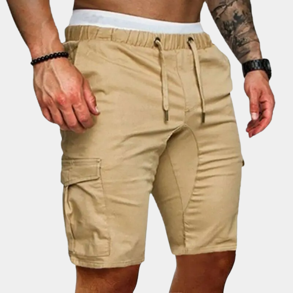 Linen-Look Cargo Drawstring Shorts
