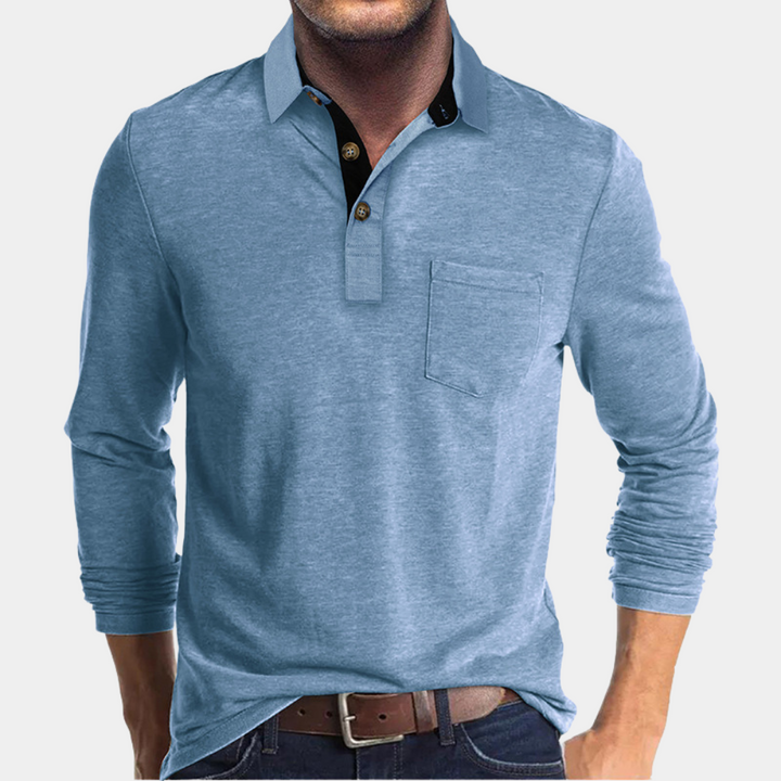Quarter Button Pocket Polo Shirt