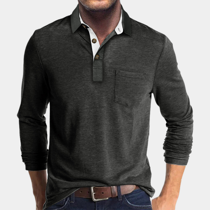 Quarter Button Pocket Polo Shirt