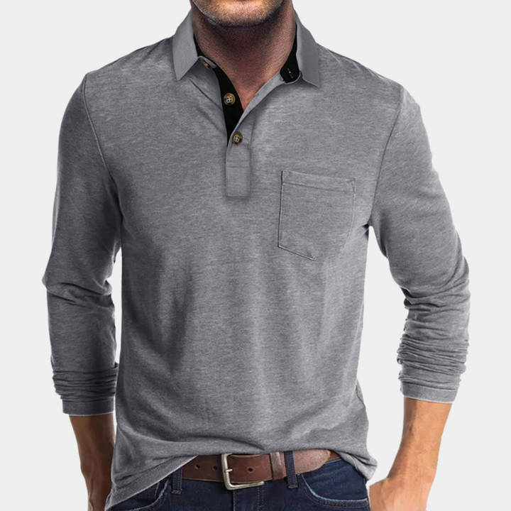 Quarter Button Pocket Polo Shirt