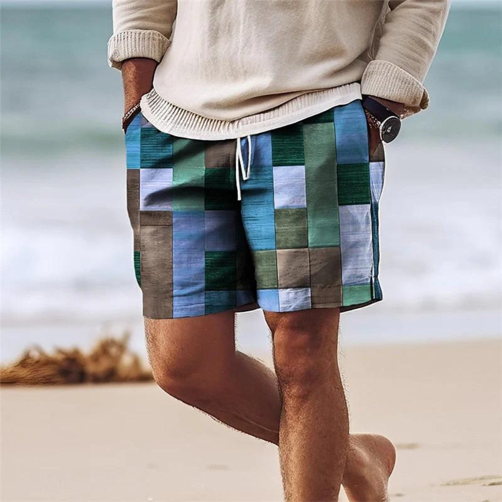 Multicolor Checkered Drawstring Shorts