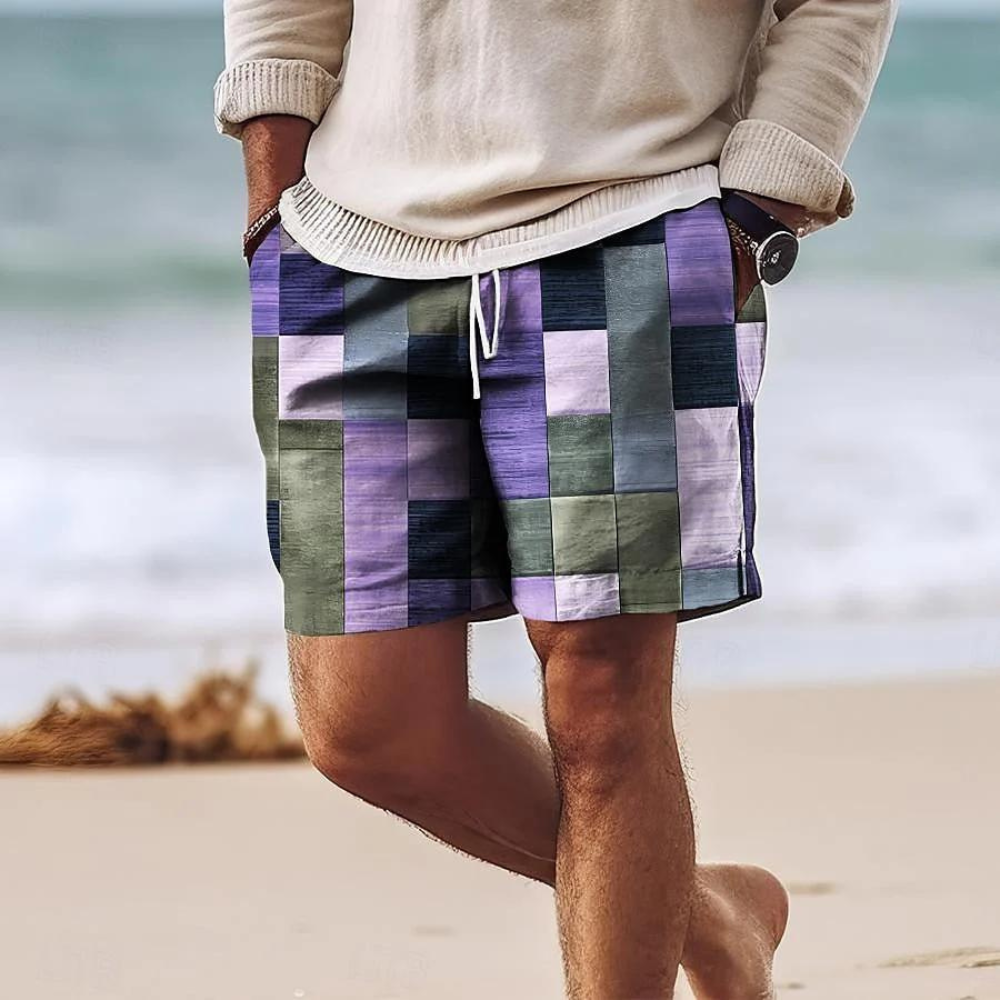 Multicolor Checkered Drawstring Shorts