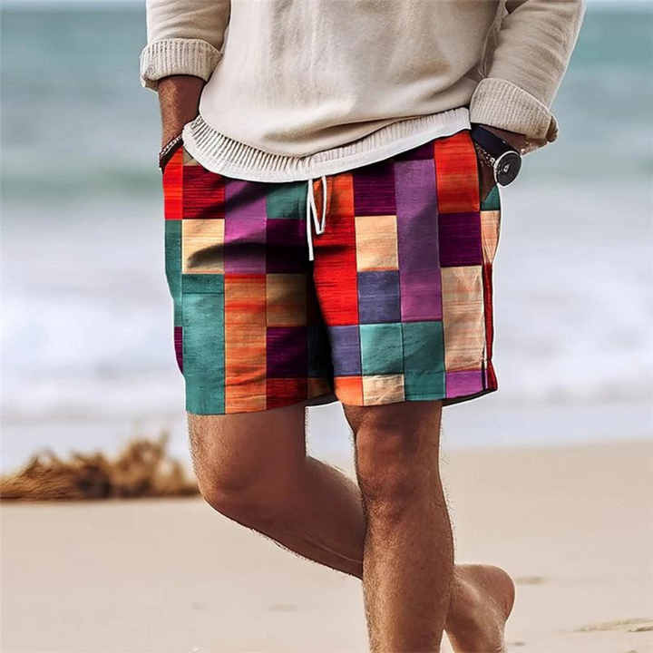 Multicolor Checkered Drawstring Shorts