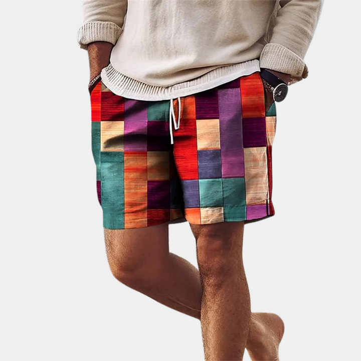 Multicolor Checkered Drawstring Shorts