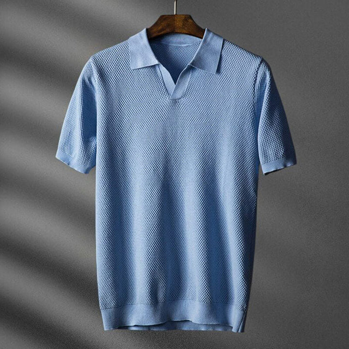 Textured Johnny Collar Polo