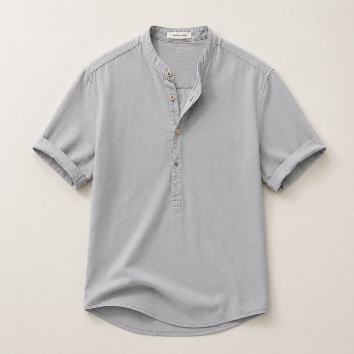 Short Sleeve Summer Linen-Look Shirt