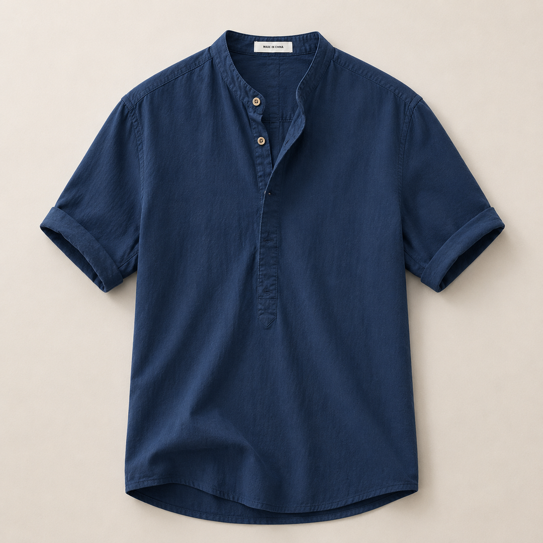 Short Sleeve Summer Linen-Look Shirt