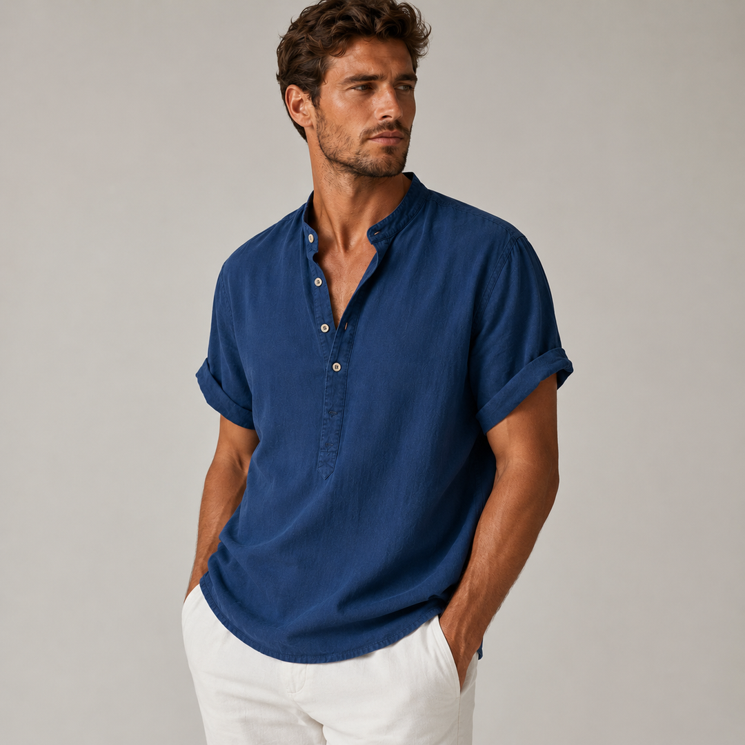 Short Sleeve Summer Linen-Look Shirt