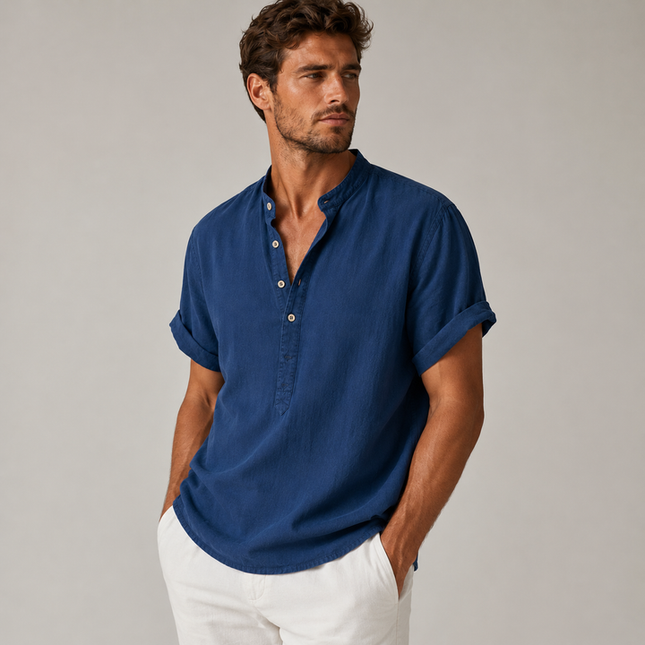 Short Sleeve Summer Linen-Look Shirt