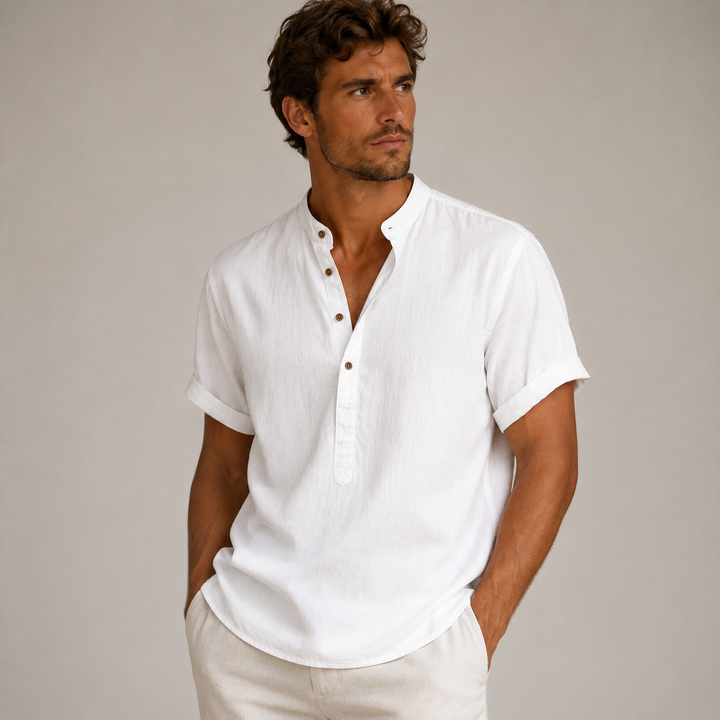 Short Sleeve Summer Linen-Look Shirt