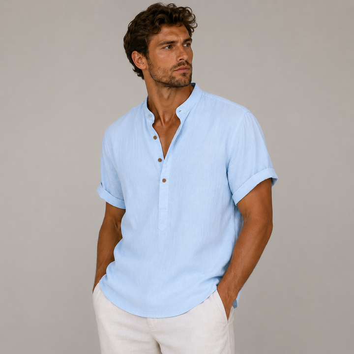 Short Sleeve Summer Linen-Look Shirt
