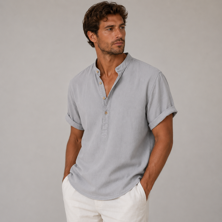 Short Sleeve Summer Linen-Look Shirt