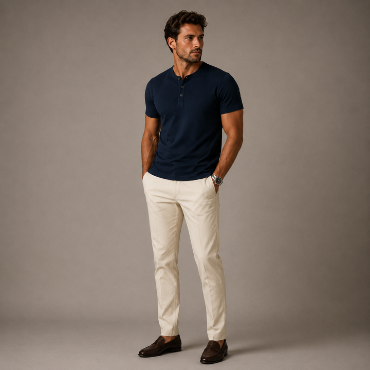 Casual Henley Summer Polo Shirt