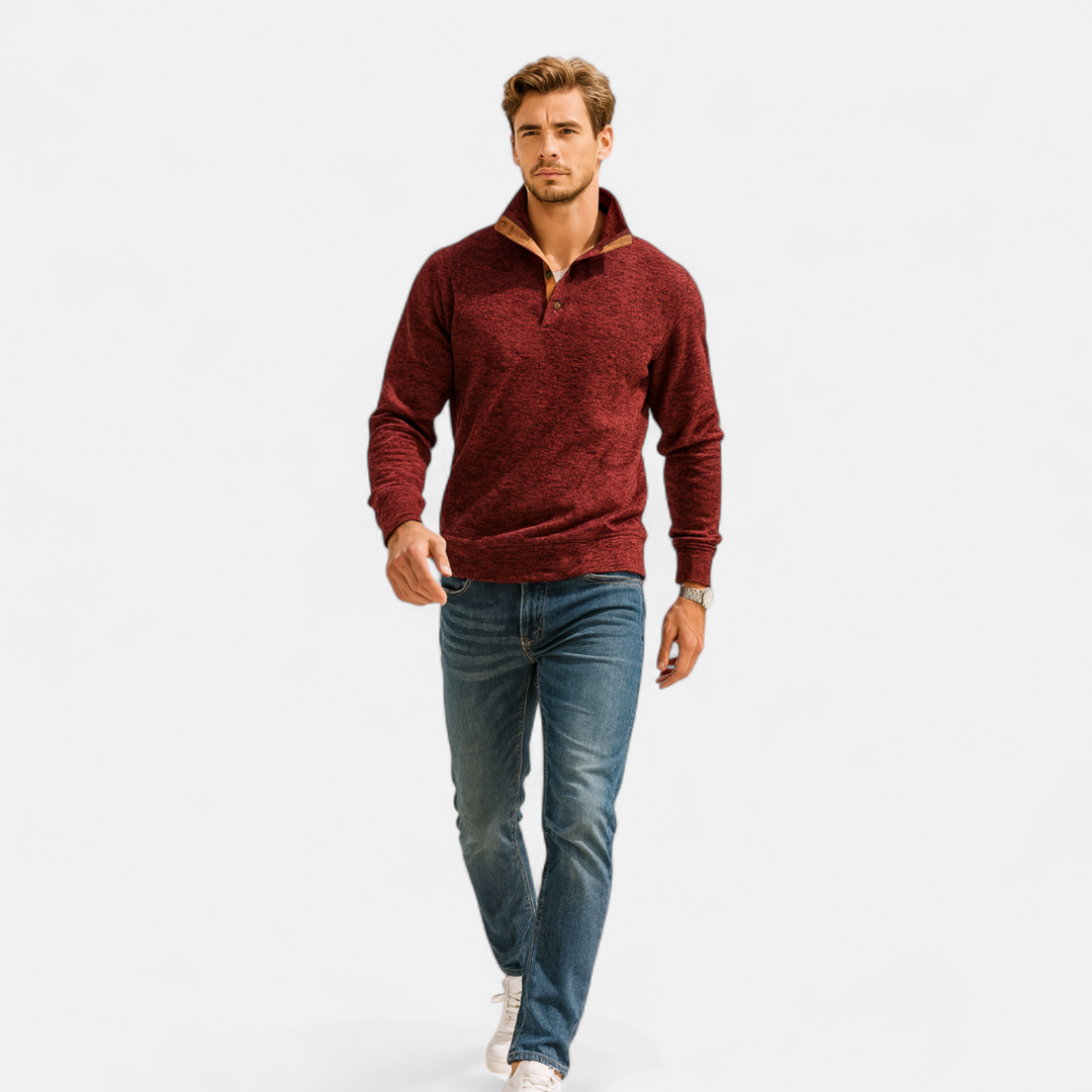 Men’s Stand Collar Button Knit Jumper