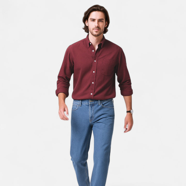 Solid Long Sleeve Button Shirt