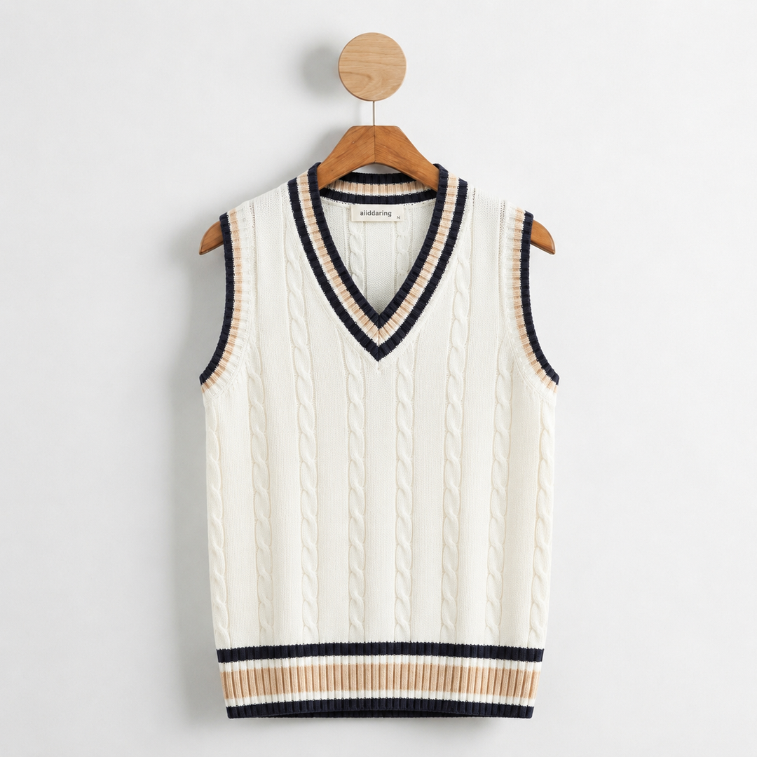 Ribbed V-Neck Knitted Vest