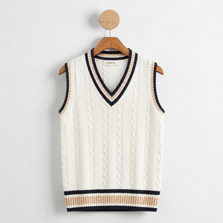Ribbed V-Neck Knitted Vest