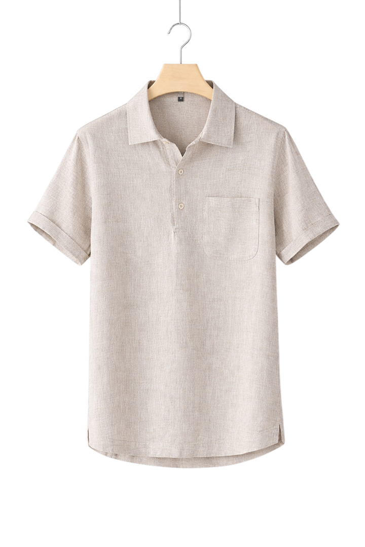 Short-Sleeved Linen-Look Shirt