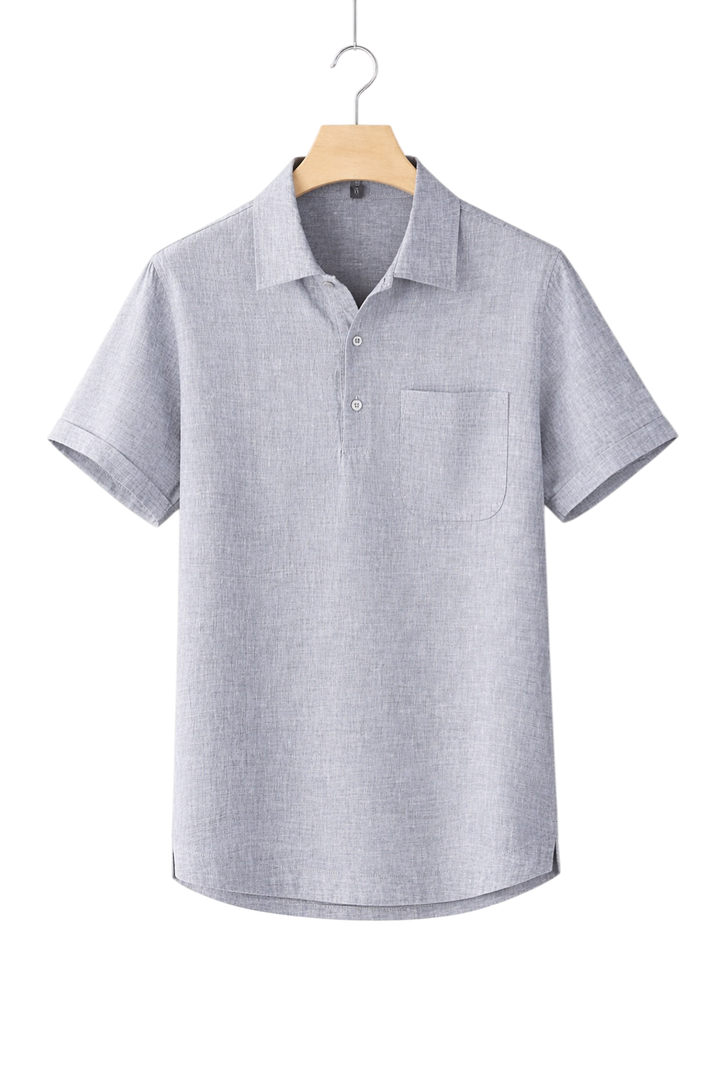 Short-Sleeved Linen-Look Shirt