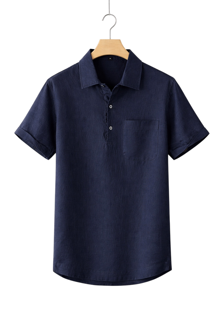 Short-Sleeved Linen-Look Shirt
