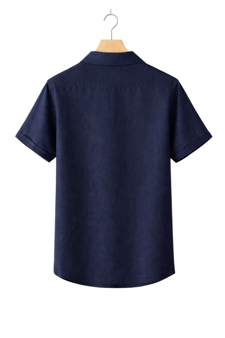 Short-Sleeved Linen-Look Shirt