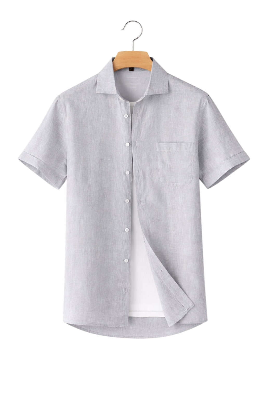 Linen-Look Button-Front Shirt