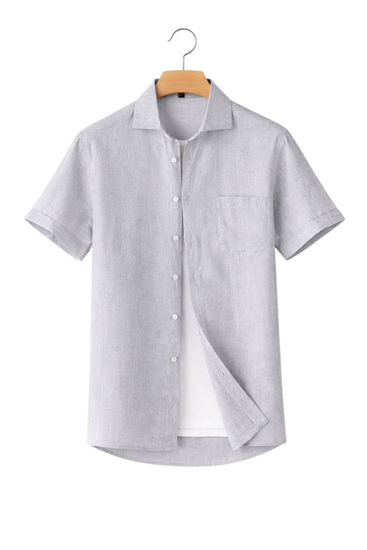 Linen-Look Button-Front Shirt