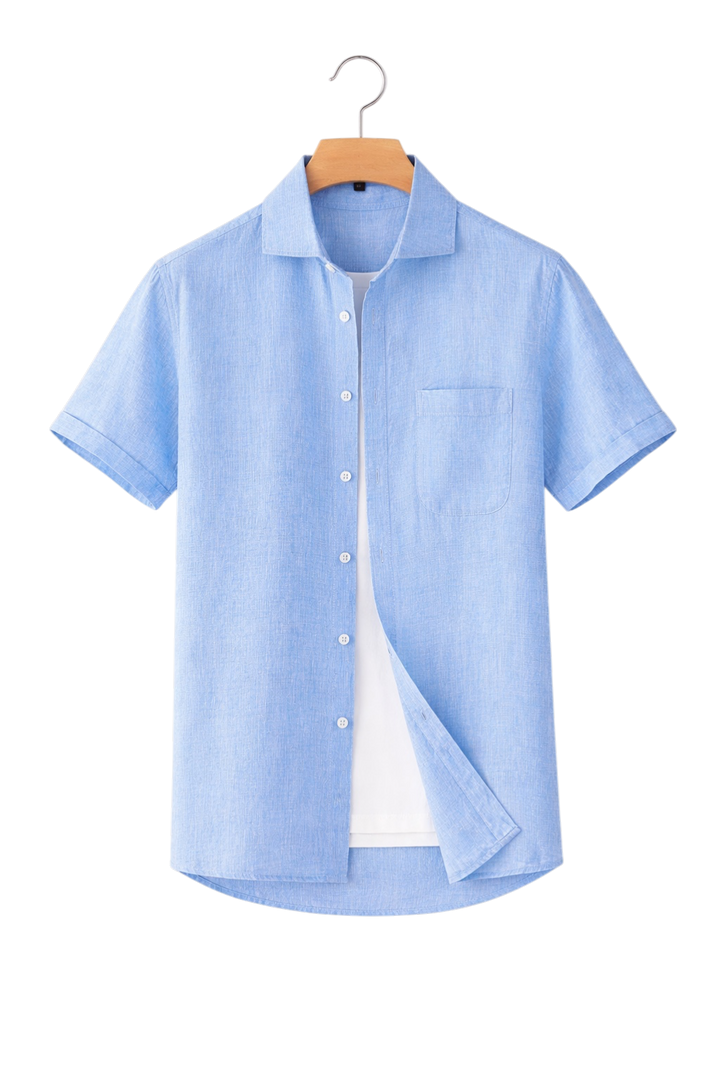 Linen-Look Button-Front Shirt